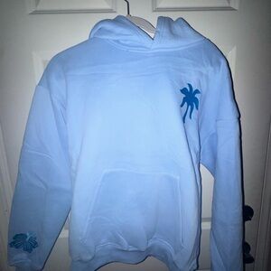 Light Blue Hoodie with Palm Tree Design